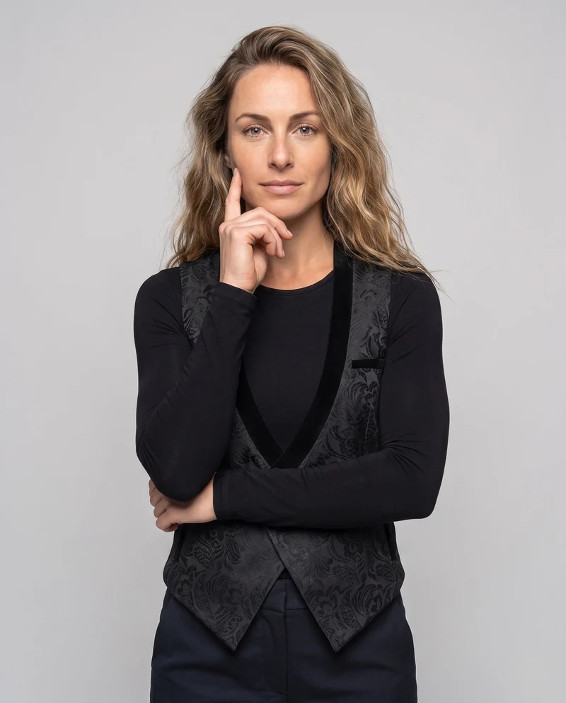 Damen eleganter runder Kragen Weste Drune