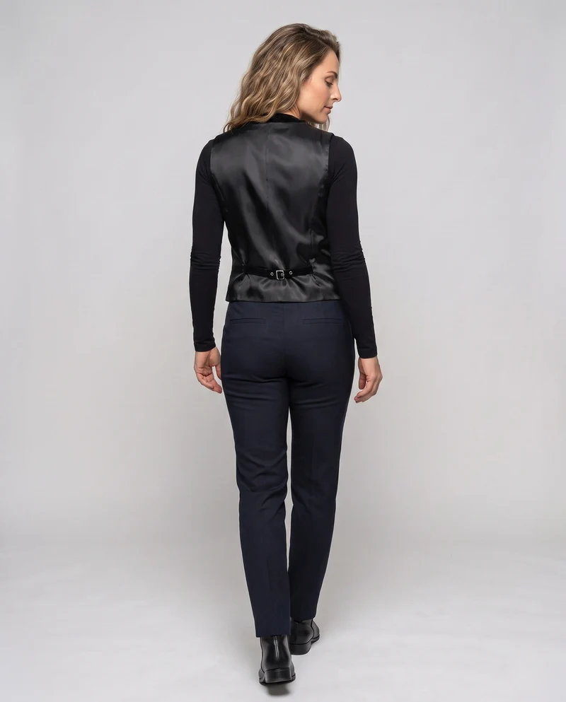 Damen eleganter runder Kragen Weste Drune