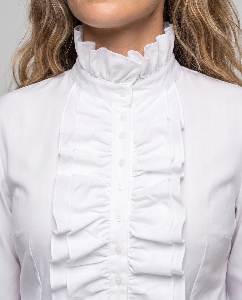 Damen elegante Rüsch Bluse Drune