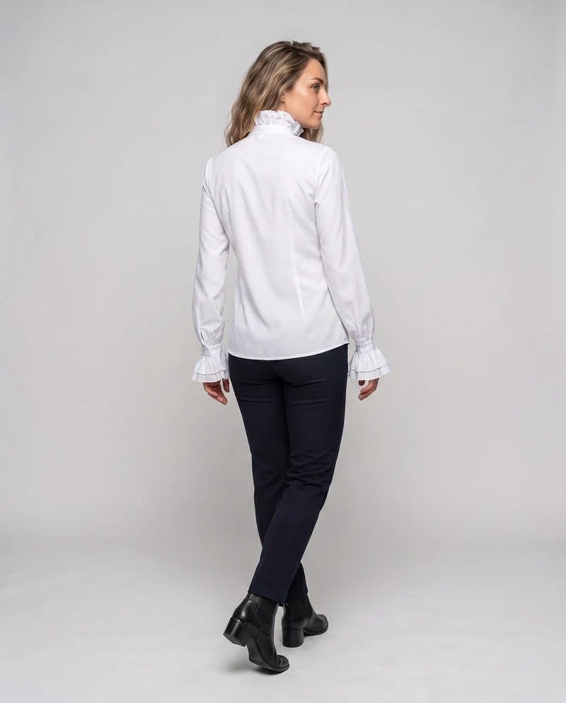 Damen elegante Rüsch Bluse Drune
