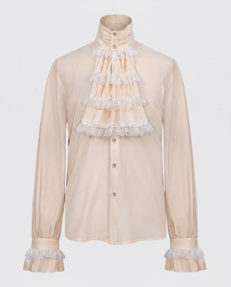 Damen elegante Rüschbluse mit exquisiten Spitzen Details Drune