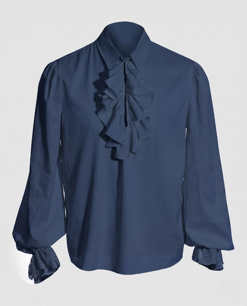 Damen elegante Rüschbluse mit fein gearbeiteten Ärmelbündchen Drune