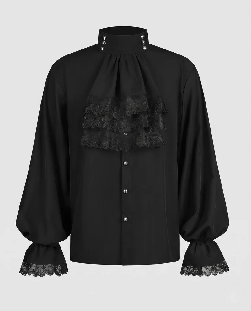 Damen Elegante Rüschbluse mit Spitzenakzenten Drune