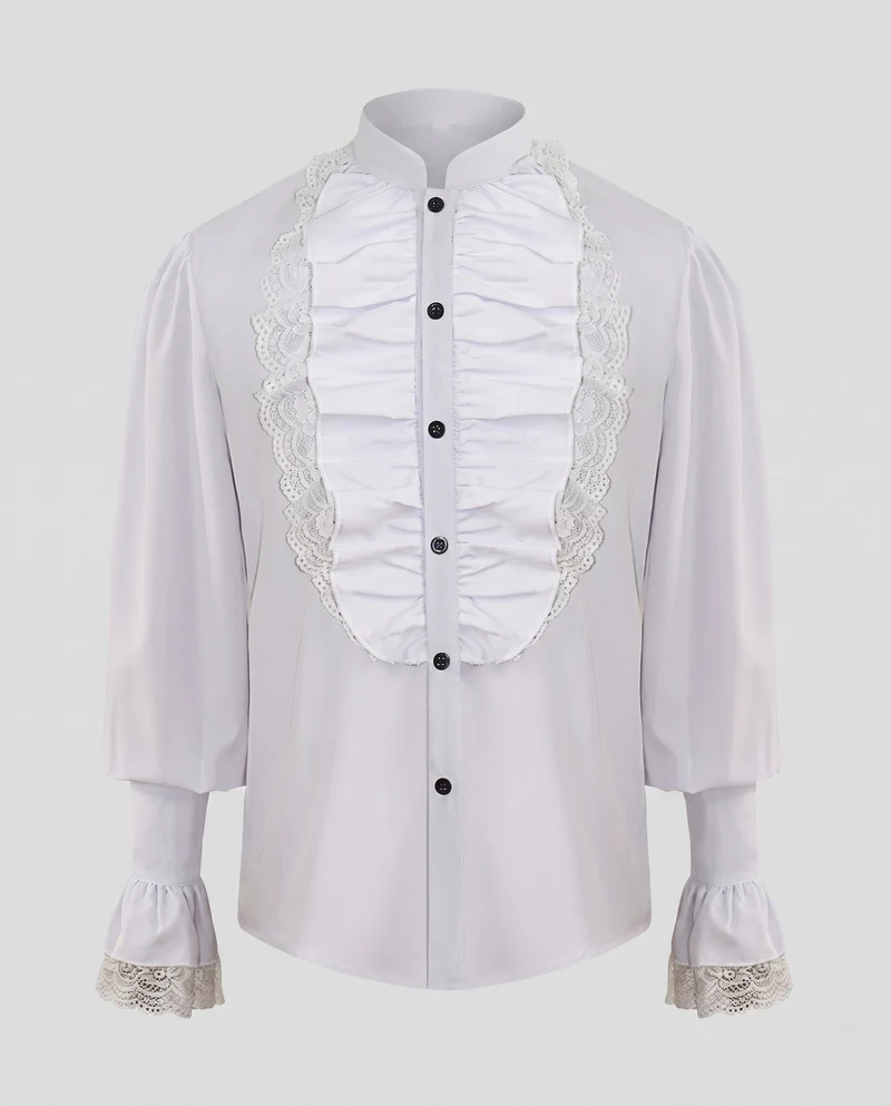 Damen elegante Rüschbluse mit Spitzenakzenten Drune