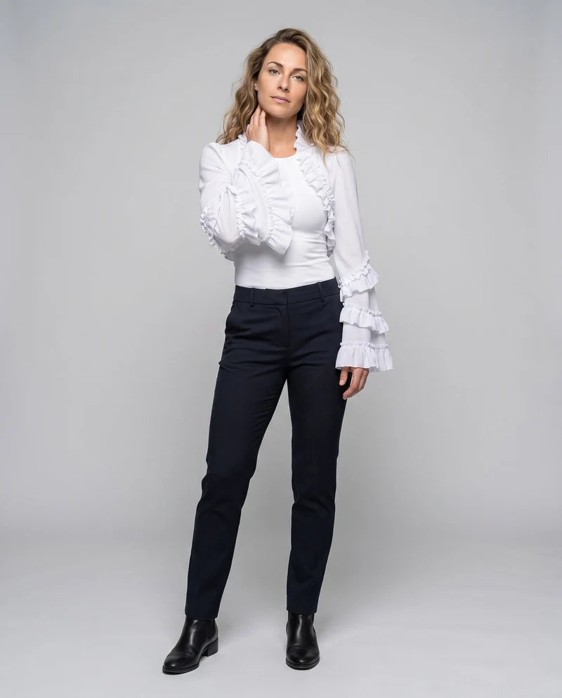 Damen elegante Rüschentasche mit voluminösen Ärmeln Drune