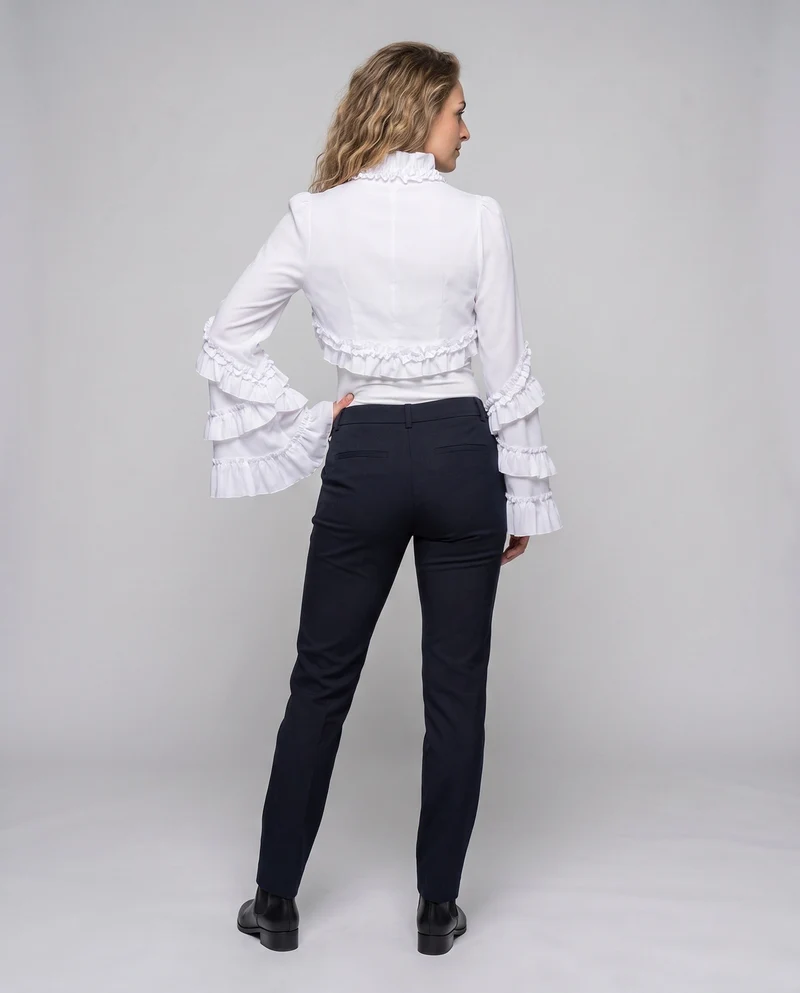 Damen elegante Rüschentasche mit voluminösen Ärmeln Drune