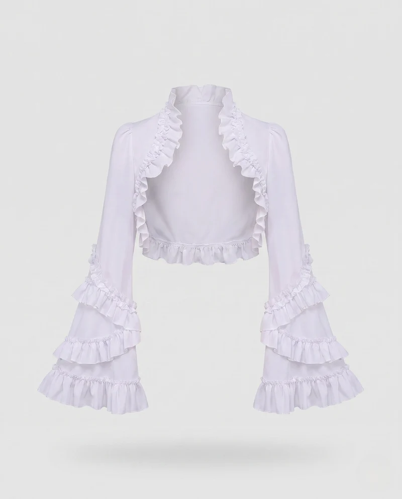 Damen elegante Rüschentasche mit voluminösen Ärmeln Drune
