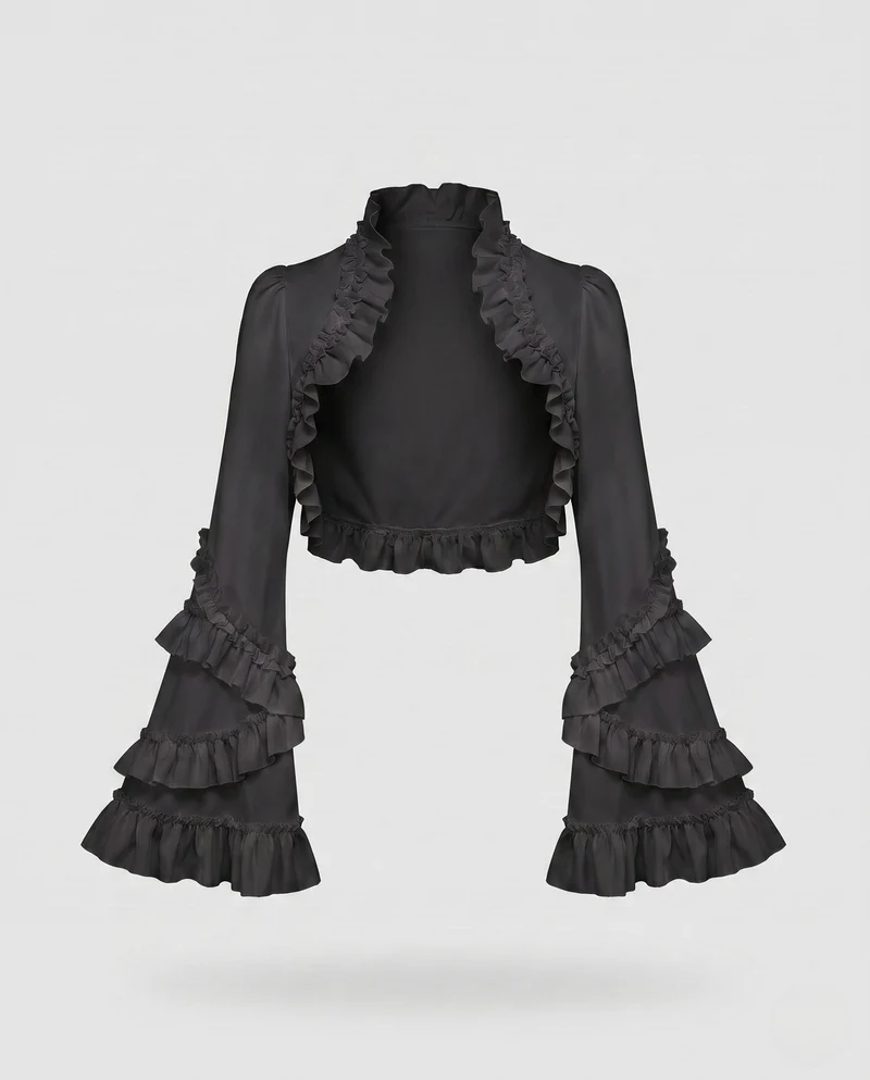 Damen elegante Rüschentasche mit voluminösen Ärmeln Drune
