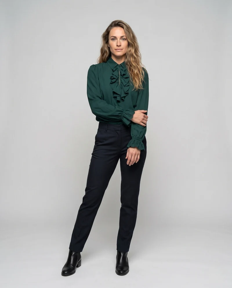 Damen elegantes Rüschenshirt mit dekorativen Details Drune