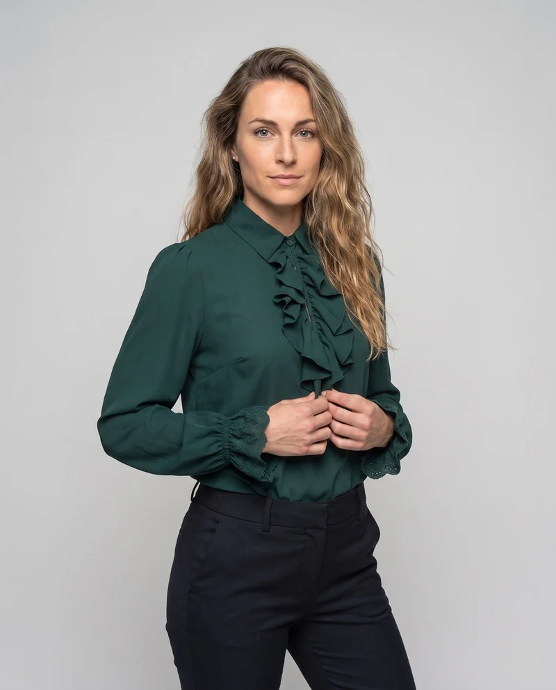 Damen elegantes Rüschenshirt mit dekorativen Details Drune