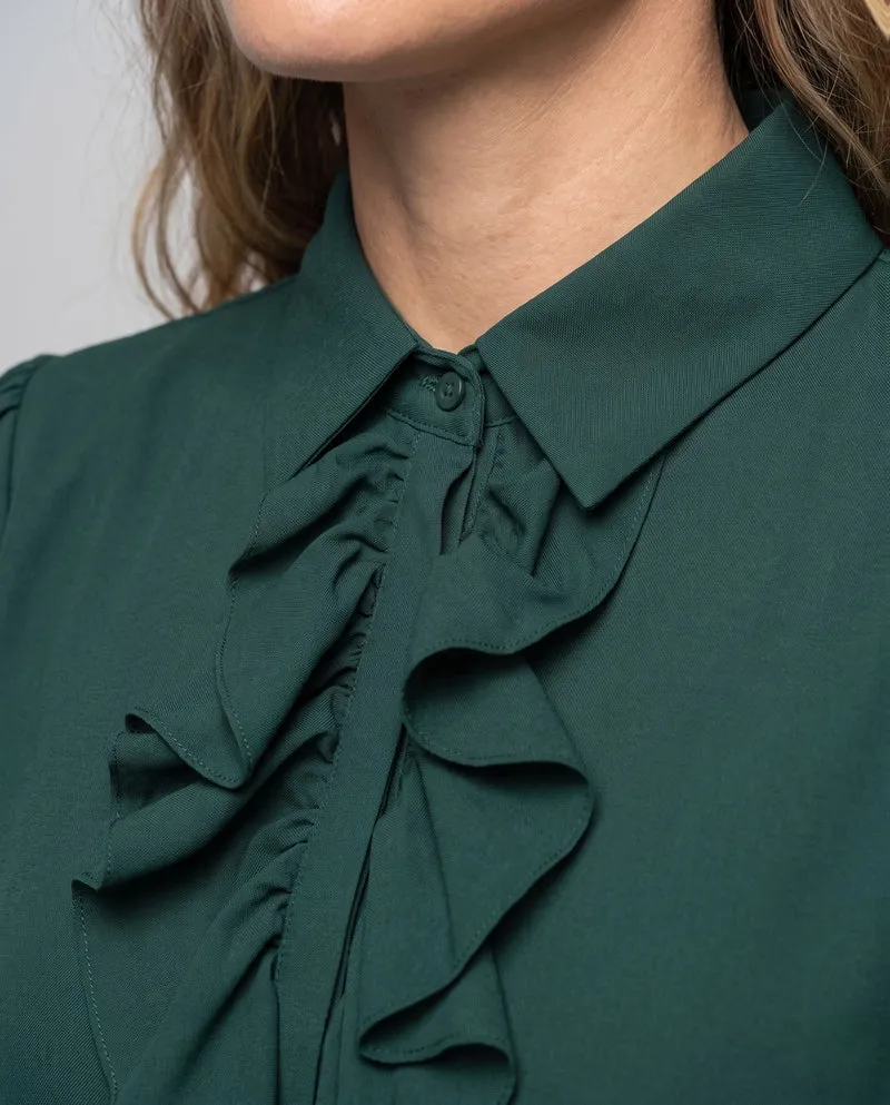 Damen elegantes Rüschenshirt mit dekorativen Details Drune