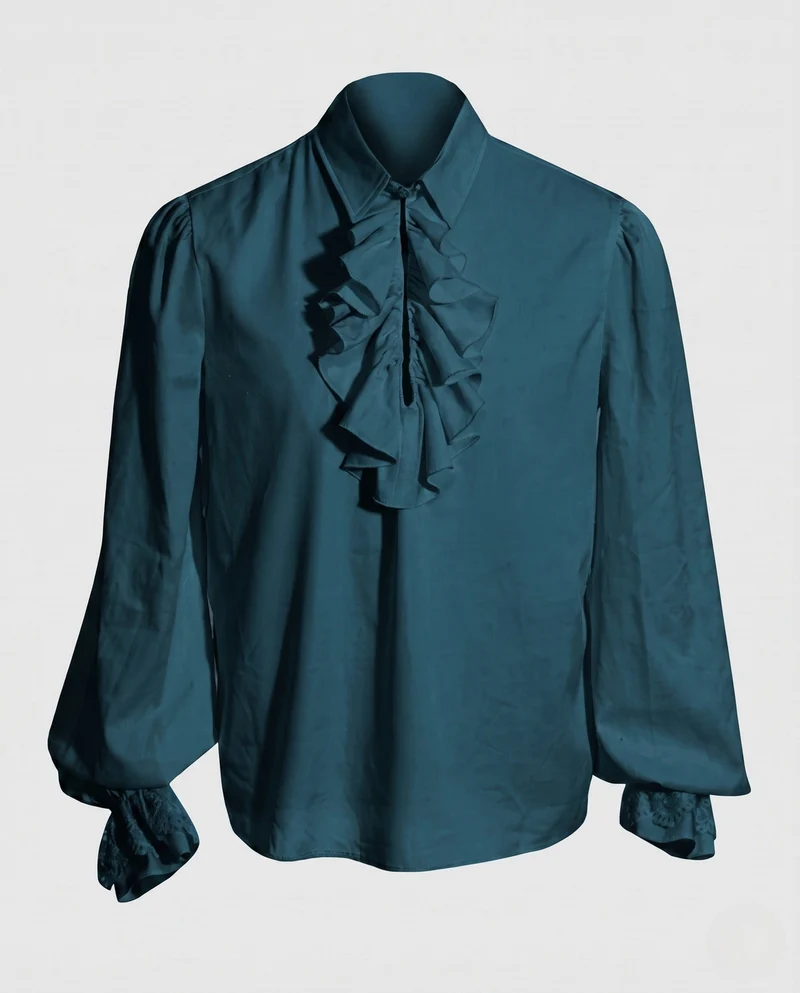 Damen elegantes Rüschenshirt mit dekorativen Details Drune