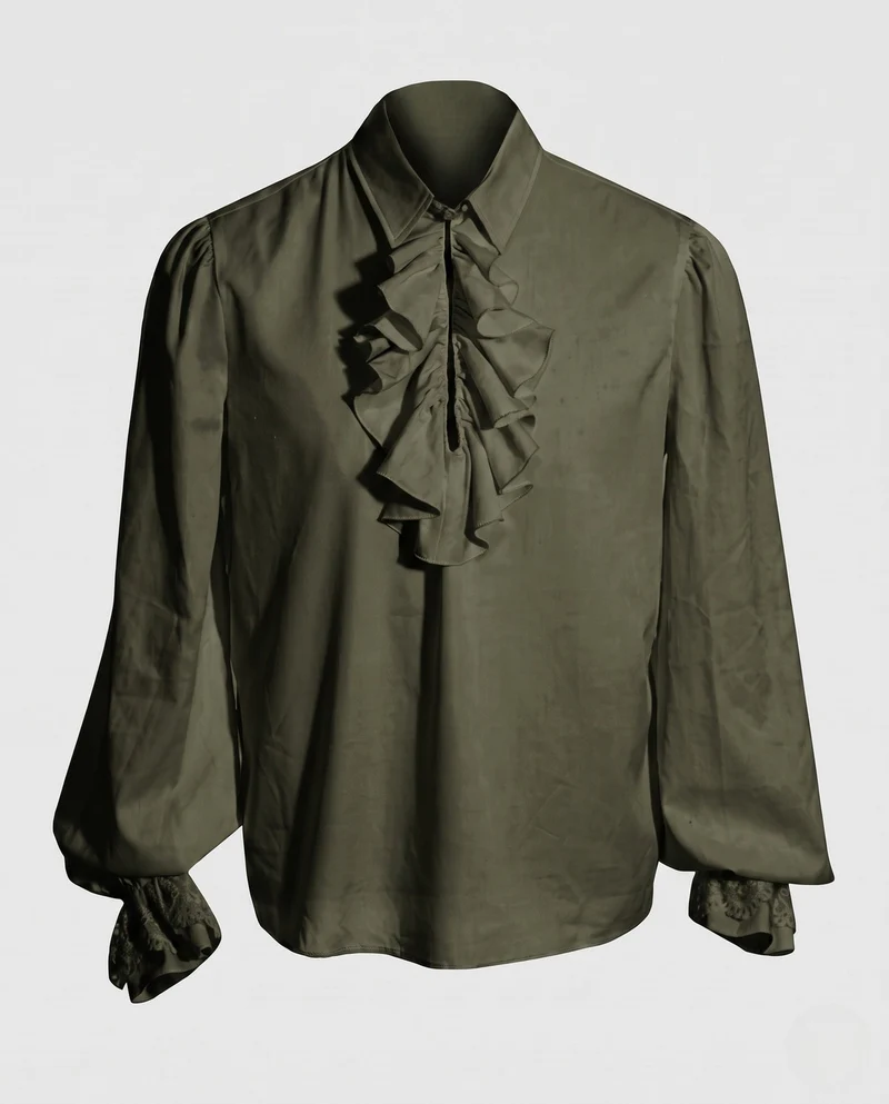 Damen elegantes Rüschenshirt mit dekorativen Details Drune