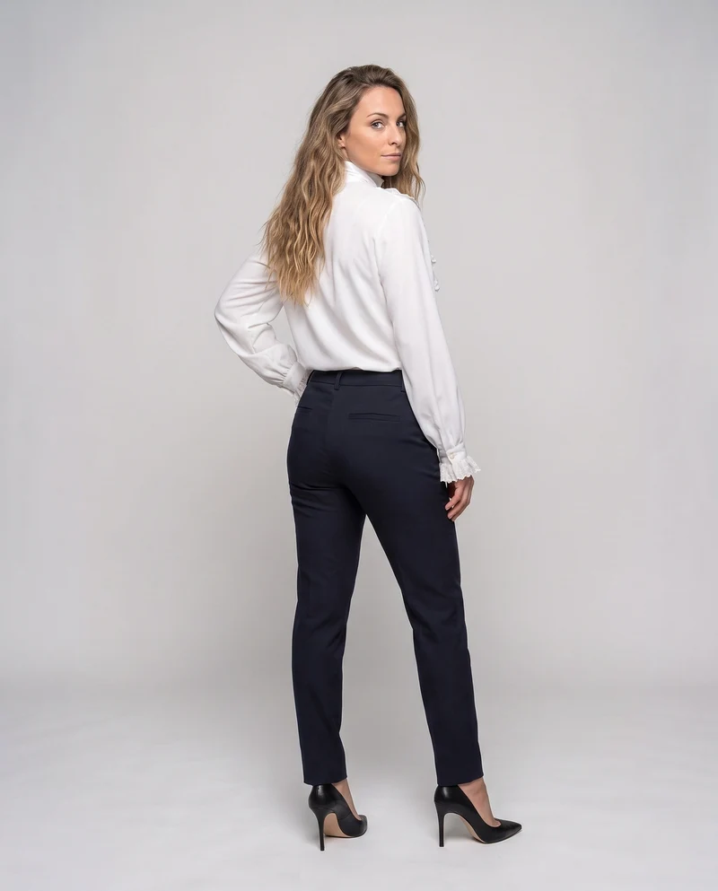 Damen elegante Rüschenshirt mit hochwertigem Stehkragen und zarten Volants Drune