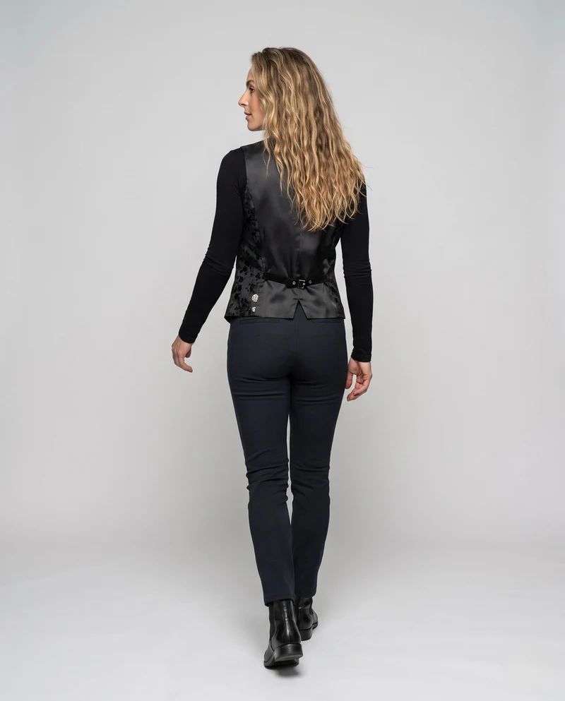 Damen elegantes Samt-Weste mit floralem Design Drune