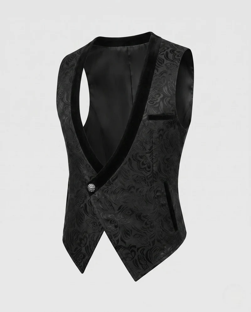 Damen elegantes Samt-Weste mit floralem Design Drune