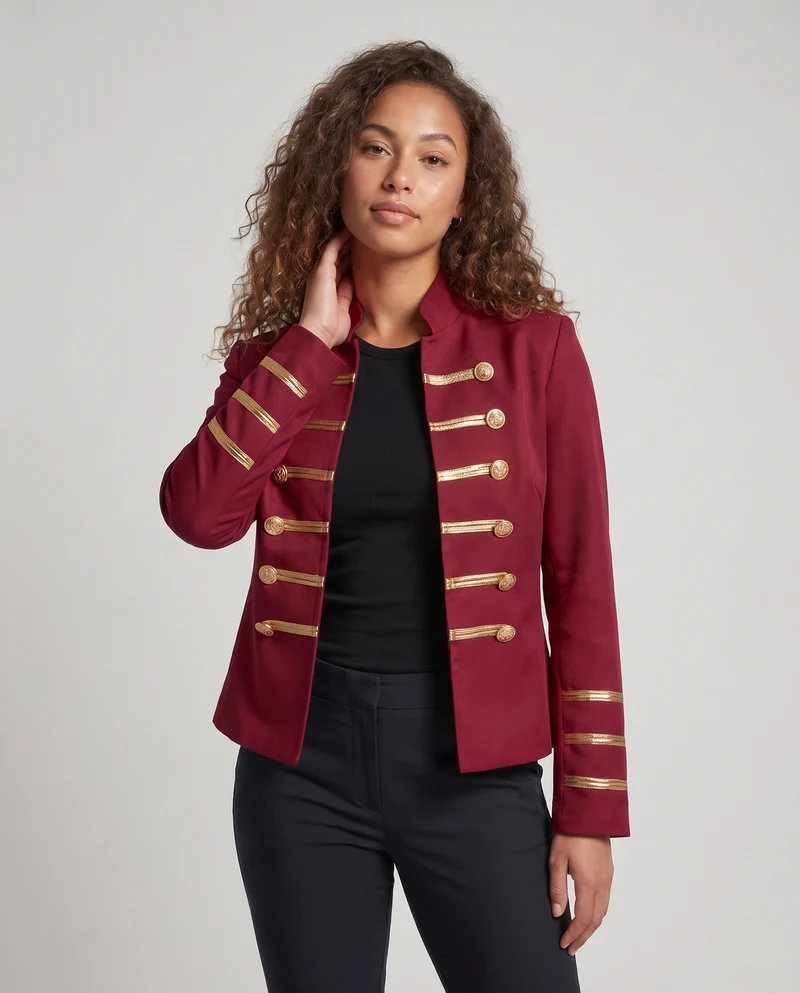 Damen Militärkragenjacke mit goldenen Knöpfen Drune