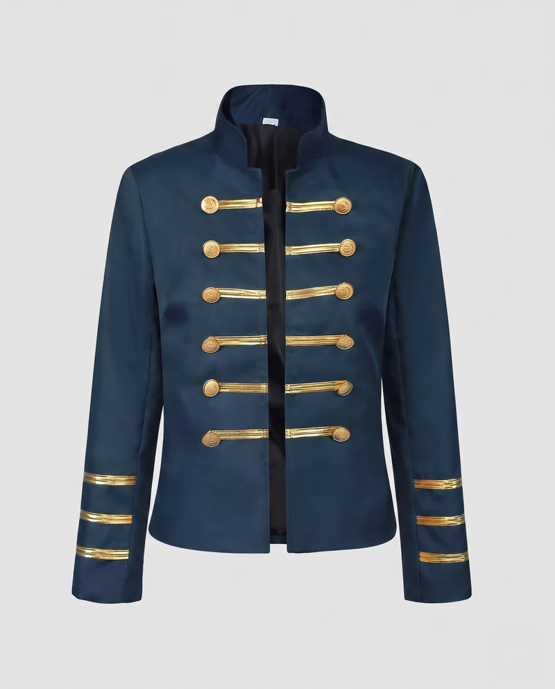 Damen Militärkragenjacke mit goldenen Knöpfen Drune