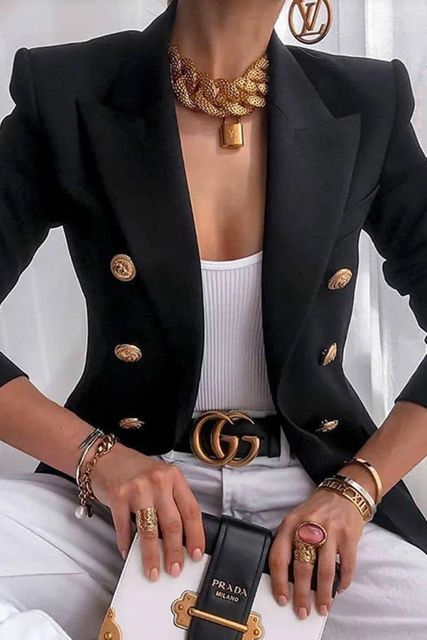 Drune | Blazer Doppelreihiger Blazer mit Goldenen Knöpfen