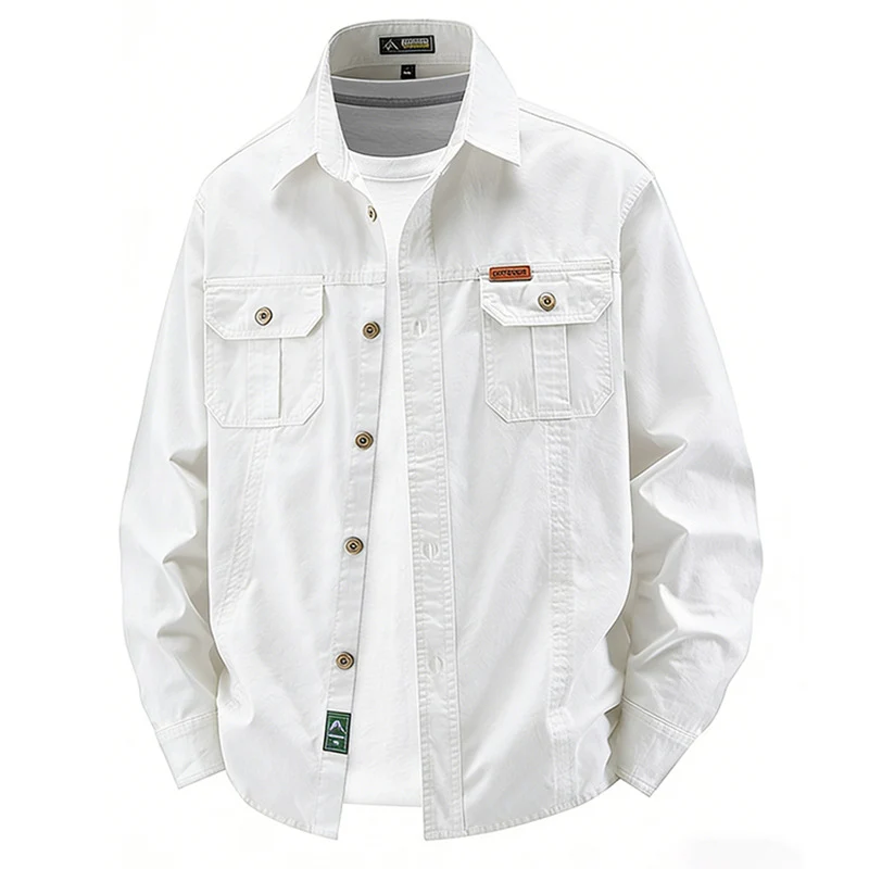 Herren leichte Baumwolle Utility Overshirt mit Klappbrusttaschen Drune