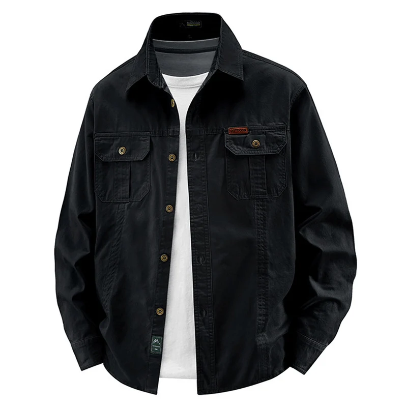 Herren leichte Baumwolle Utility Overshirt mit Klappbrusttaschen Drune