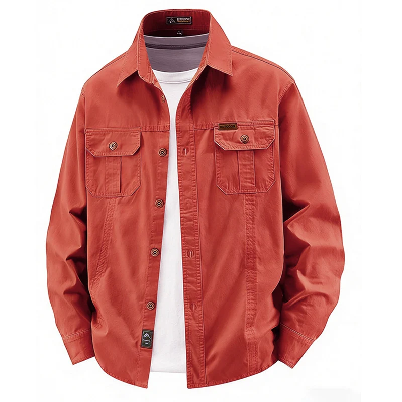 Herren leichte Baumwolle Utility Overshirt mit Klappbrusttaschen Drune