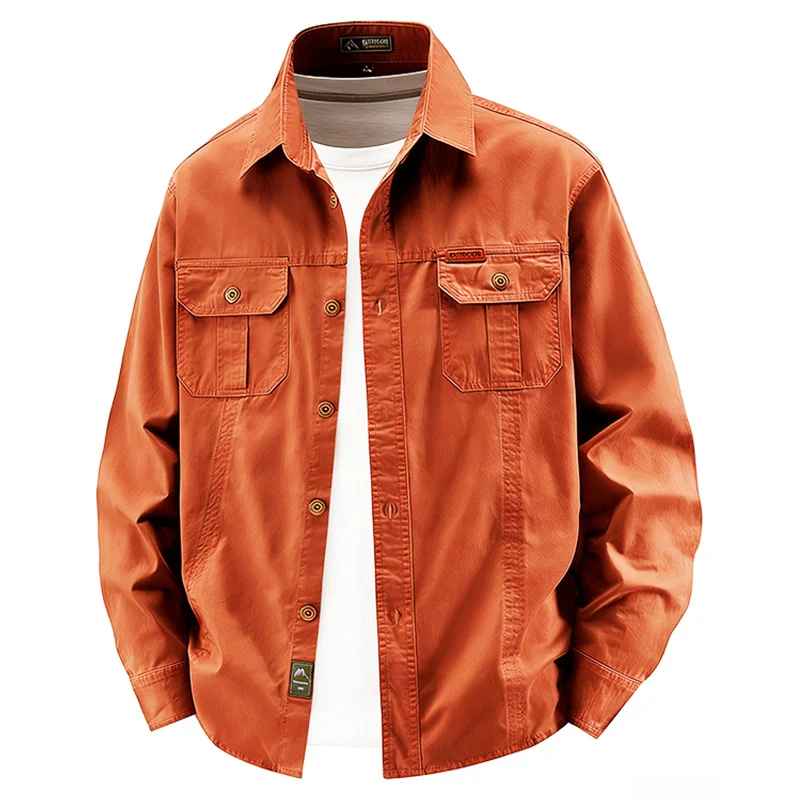 Herren leichte Baumwolle Utility Overshirt mit Klappbrusttaschen Drune