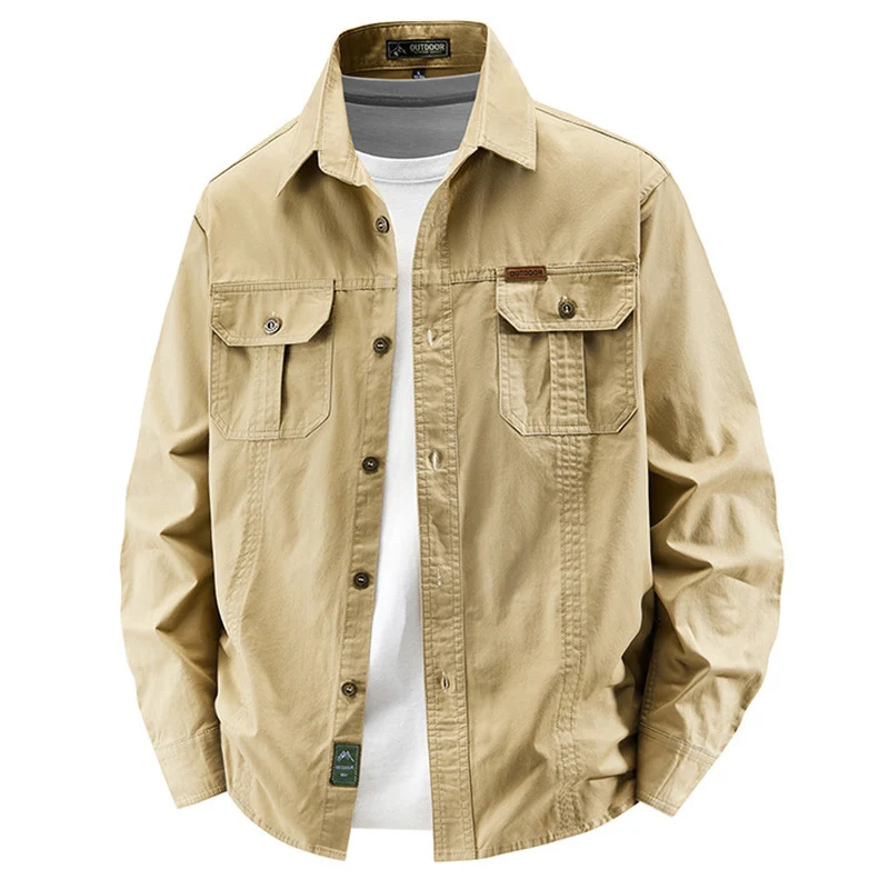 Herren leichte Baumwolle Utility Overshirt mit Klappbrusttaschen Drune