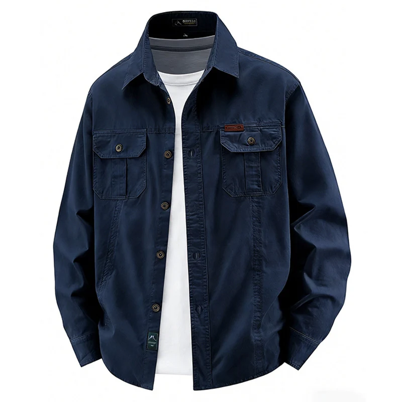 Herren leichte Baumwolle Utility Overshirt mit Klappbrusttaschen Drune