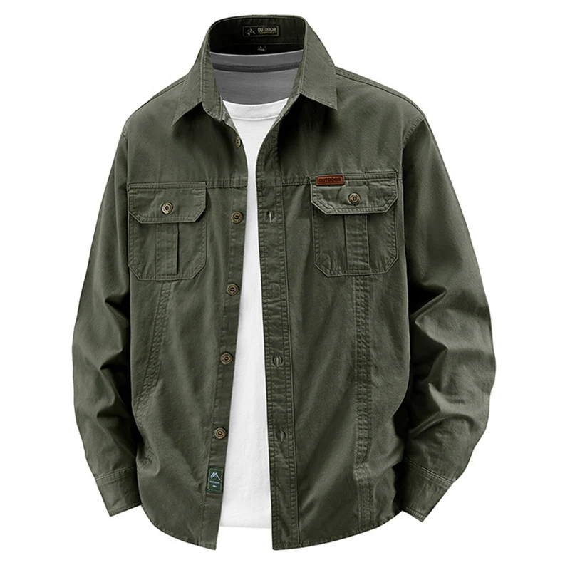 Herren leichte Baumwolle Utility Overshirt mit Klappbrusttaschen Drune
