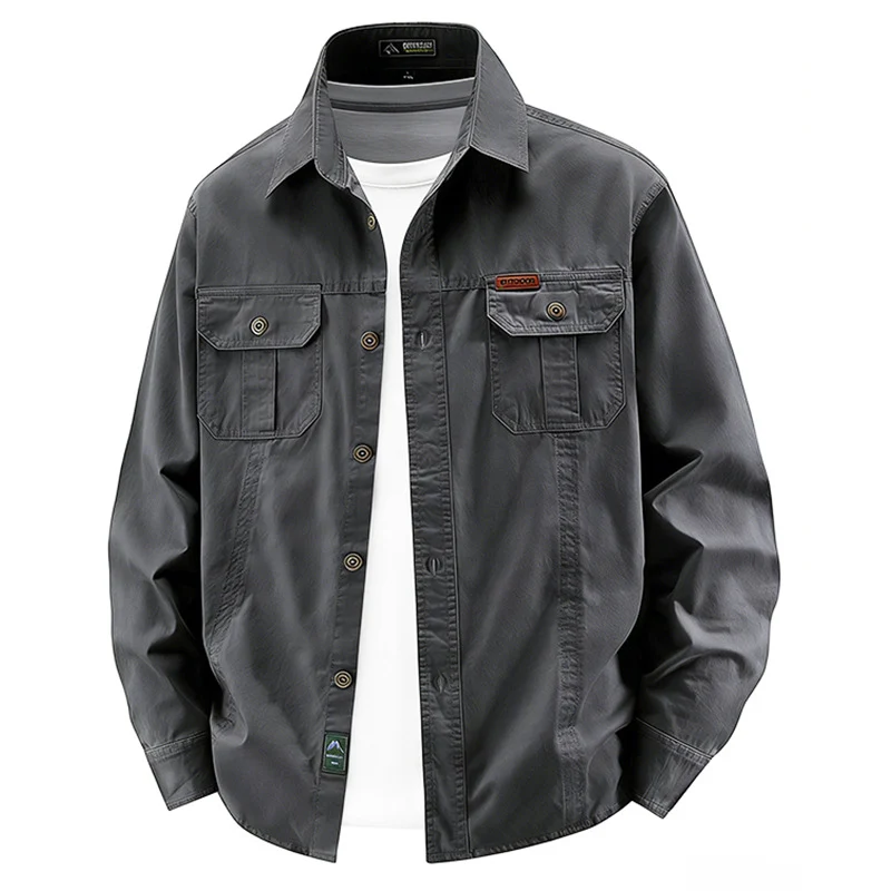 Herren leichte Baumwolle Utility Overshirt mit Klappbrusttaschen Drune