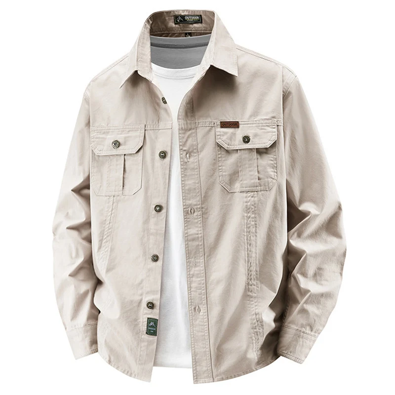Herren leichte Baumwolle Utility Overshirt mit Klappbrusttaschen Drune