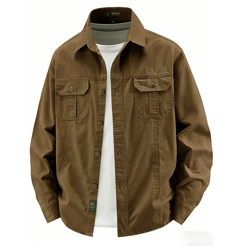 Herren leichte Baumwolle Utility Overshirt mit Klappbrusttaschen Drune