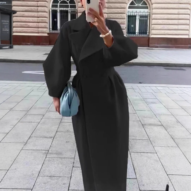 Damen Eleganter Trenchcoat mit tailliertem Schnitt und seitlichem Schlitz Drune