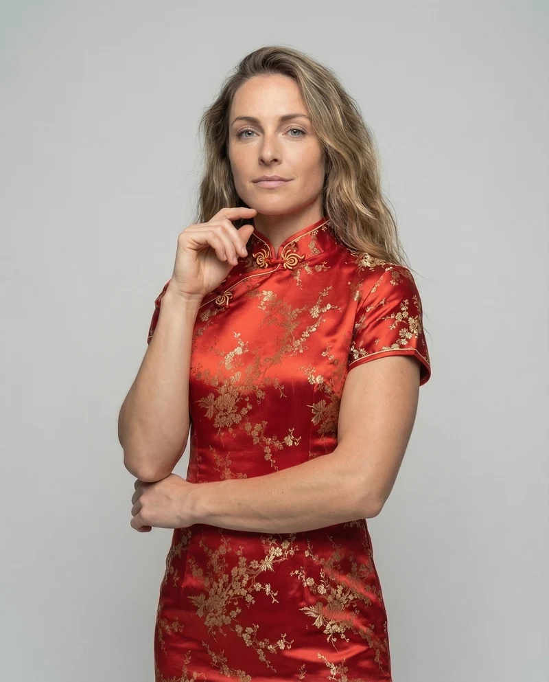 Damen Qipao-Oberteil Satinoptik Mandarin-Kragen