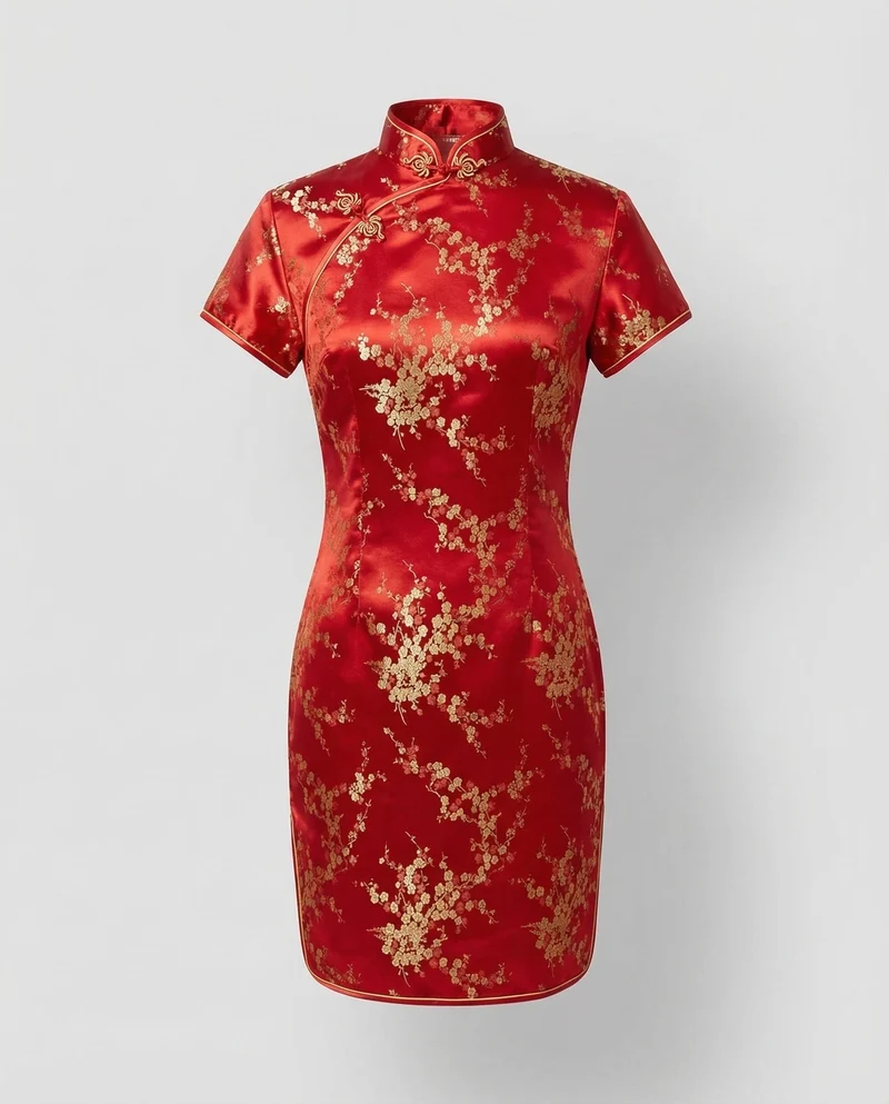 Damen Qipao-Oberteil Satinoptik Mandarin-Kragen