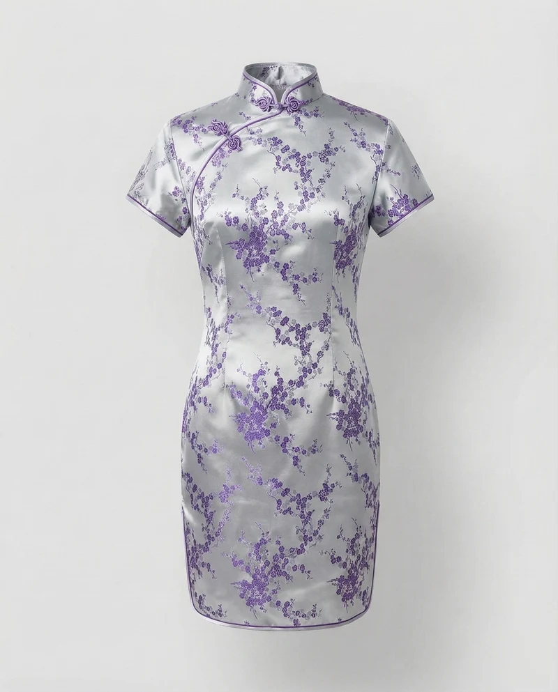 Damen Qipao-Oberteil Satinoptik Mandarin-Kragen