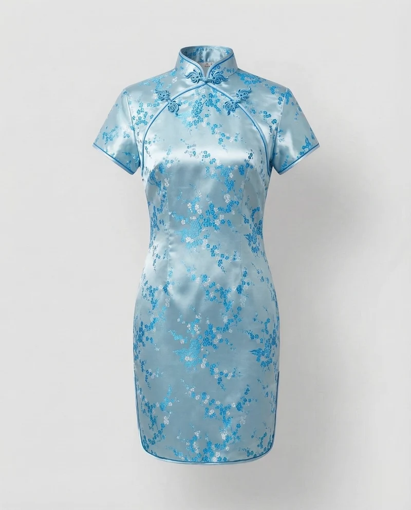 Damen Qipao-Oberteil Satinoptik Mandarin-Kragen
