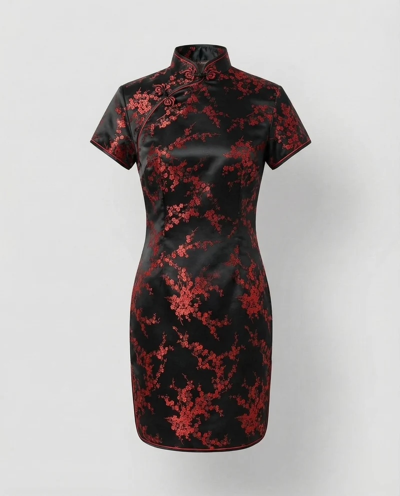 Damen Qipao-Oberteil Satinoptik Mandarin-Kragen