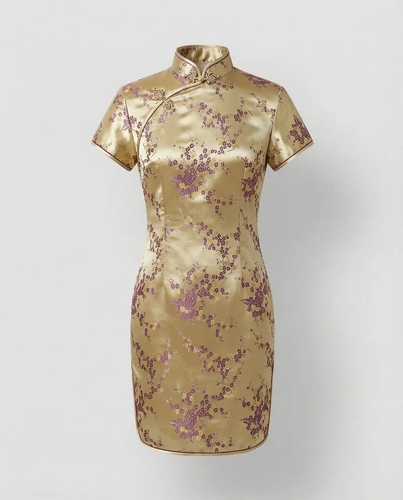Damen Qipao-Oberteil Satinoptik Mandarin-Kragen