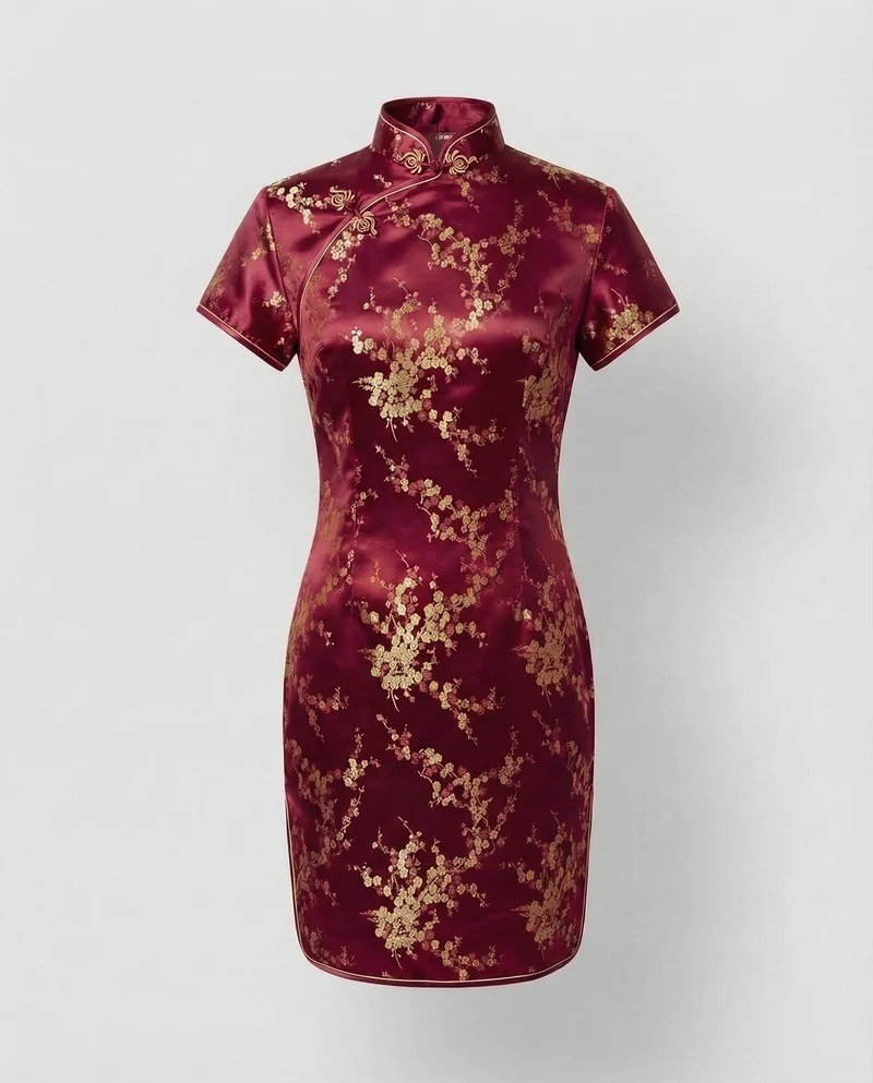 Damen Qipao-Oberteil Satinoptik Mandarin-Kragen