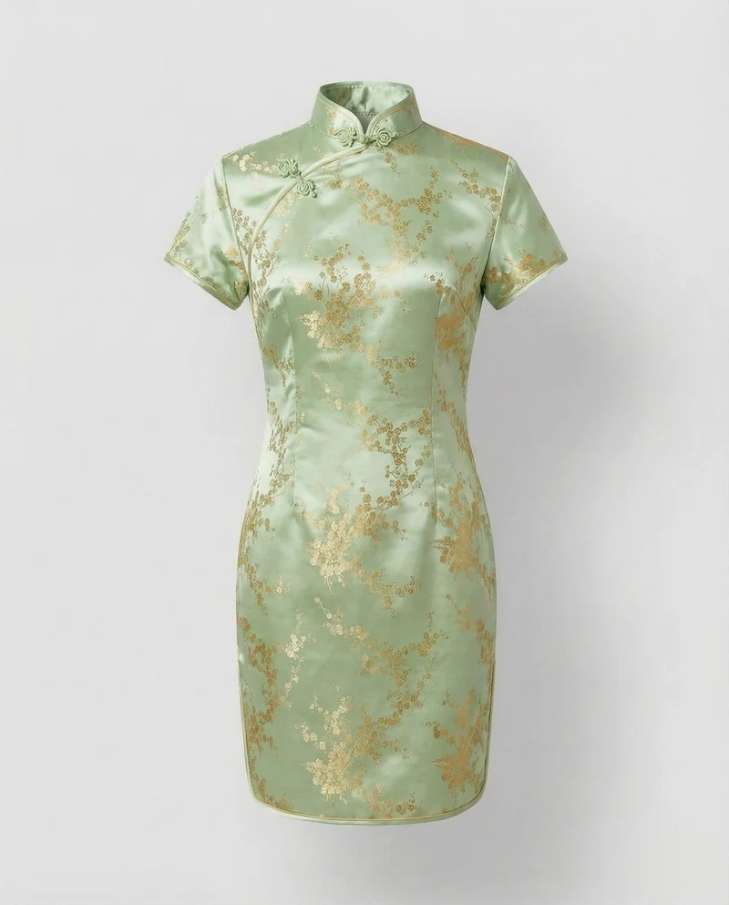 Damen Qipao-Oberteil Satinoptik Mandarin-Kragen