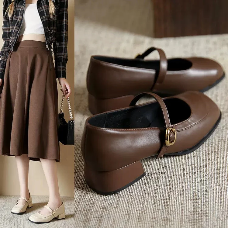 Damen Elegante Mary Janes mit modischem Riemen und komfortablem Blockabsatz Drune