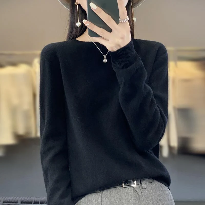 Damen Lockerer Feinstrick-Pullover mit Rundhalsausschnitt und flauschiger Angora-Optik Drune