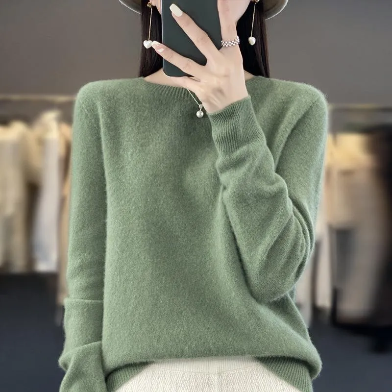 Damen Lockerer Feinstrick-Pullover mit Rundhalsausschnitt und flauschiger Angora-Optik Drune