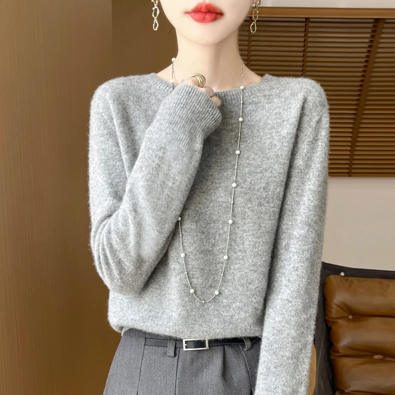 Damen Lockerer Feinstrick-Pullover mit Rundhalsausschnitt und flauschiger Angora-Optik Drune