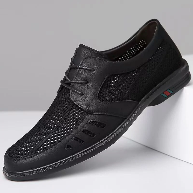 Herren Atmungsaktiver Business-Casual-Halbschuh mit Lochstrick-Elementen Drune