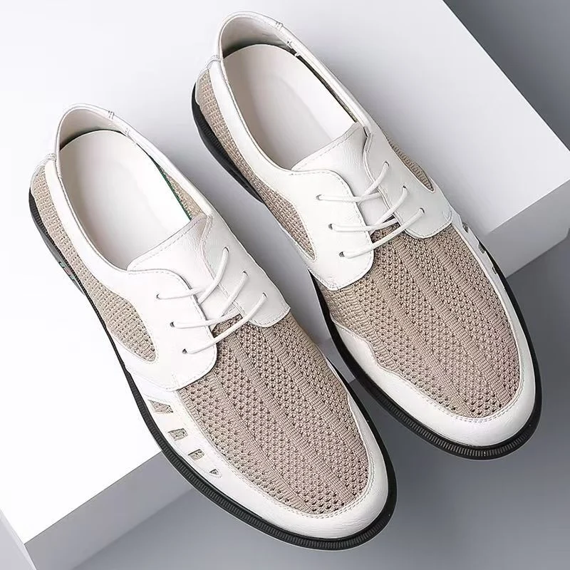 Herren Atmungsaktiver Business-Casual-Halbschuh mit Lochstrick-Elementen Drune