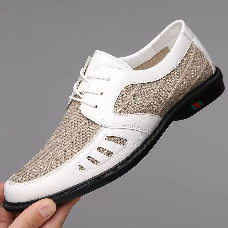 Herren Atmungsaktiver Business-Casual-Halbschuh mit Lochstrick-Elementen Drune
