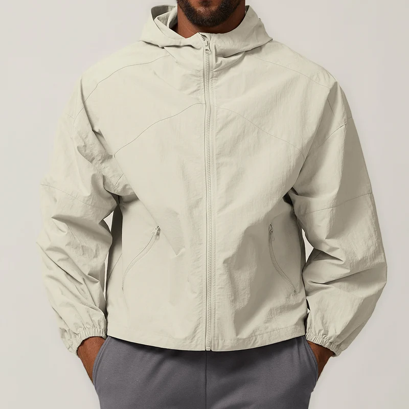 Herren Leichte Windjacke mit regulierbarem Kragen und seitlichen Reißverschlusstaschen Drune